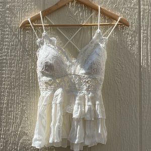 White fancy Boho Chic top. Ruffles